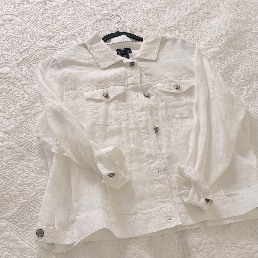 Jones NewYork Linen Button-Front Jacket - White